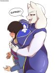  absurd_res anthro big_breasts boss_monster bovid breasts caprine female fur hi_res human human_on_anthro interspecies laundrymom male male/female mammal mature_female protagonist_(undertale) toriel undertale undertale_(series) video_games white_body white_fur 