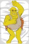  absurd_res armpit_hair body_hair briefs brown_eyes chest_hair clothing dakimakura_design dreamworks food green_body green_skin hi_res humanoid kinkybird knock-kneed lips looking_at_viewer lying male ogre on_back onion overweight overweight_humanoid overweight_male plant pose pubes_exposed pubic_hair_peek seductive shirt shrek_(character) shrek_(series) smile solo stained_clothing stained_underwear tank_top thick_bottom_lip topwear underwear urine_stain vegetable yellow_teeth 