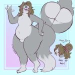  absurd_res anthro butt domestic_cat english_text felid feline felis fur hair hi_res jroy101 looking_at_viewer mammal model_sheet nude presenting presenting_hindquarters roi simple_background smile solo standing text thick_thighs trans_(lore) trans_woman_(lore) wide_hips 