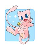  3_fingers 3_toes 5:6 ambiguous_gender blue_background blue_eyes feet feral fingers hi_res legendary_pok&eacute;mon mew nintendo open_mouth pink_body pink_scarf pok&eacute;mon pok&eacute;mon_(species) pok&eacute;mon_mystery_dungeon scarf simple_background solo toes video_games white_background ちゃば 