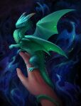  2022 5_fingers ambiguous_gender blue_eyes claws digital_media_(artwork) dragon feral fingers green_body green_scales hi_res horn membrane_(anatomy) membranous_wings sandara scales scalie spines western_dragon wings 