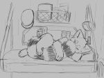  ailurid bed cabin diaper furniture hi_res inside male mammal red_panda sketch sleeping solo tail_hugging tropojet 