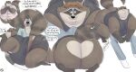  2022 anthro balls barely_visible_balls barely_visible_genitalia big_butt bottomwear bulge butt clothing duo english_text facesitting genitals hi_res humanoid_hands male mammal obese obese_male overweight overweight_male pants procyonid raccoon shirt sitting text topwear trashtoonz 