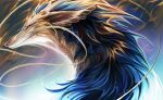  2022 blue_hair digital_media_(artwork) dragon fur furred_dragon hair headshot_portrait portrait safiru smile white_body white_fur 