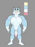  absurd_res balls bohdie_(eroborus) color_swatch domestic_cat eroborus felid feline felis flaccid genitals hi_res male mammal model_sheet muscular muscular_male penis simple_background solo 