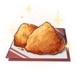  artist_request chicken_(food) commentary english_commentary food food_focus fried_chicken genshin_impact lowres napkin no_humans official_art sparkle still_life third-party_source transparent_background 
