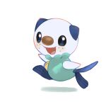  :d black_eyes blush commentary_request fangs full_body kikuyoshi_(tracco) looking_at_viewer no_humans open_mouth oshawott pokemon pokemon_(creature) running smile solo tongue white_background 