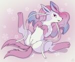  eeveelution female feral fur fusion genitals legendary_pok&eacute;mon looking_at_viewer lying nintendo on_back pink_body pink_fur pok&eacute;mon pok&eacute;mon_(species) pok&eacute;mon_fusion pussy solo spread_legs spreading suicune sylveon vavacung video_games 