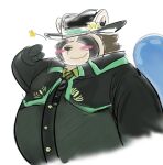  2022 anthro black_nose blush brown_body canid canine clothed clothing eyes_closed eyewear hat headgear headwear humanoid_hands kemono lifewonders live-a-hero male mammal overweight overweight_male raccoon_dog raio_owo shoen solo sunglasses tanuki video_games 