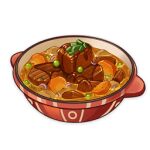  artist_request carrot commentary english_commentary food food_focus genshin_impact lowres meat no_humans official_art peas pot potato stew still_life third-party_source transparent_background 