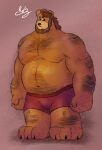  anthro arm_hair beard belly belly_hair biceps big_belly big_muscles body_hair bottomwear briefs brown_bear bulge chest_hair claws clothed clothing facial_hair feet full-length_portrait fur grizzly_bear hair hairy hi_res leg_hair male mammal manly mature_male musclegut muscular muscular_anthro muscular_male navel nipples overweight overweight_male paws pecs portrait rrobburr shorts simple_background solo toe_claws toes underwear ursid ursine 