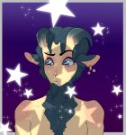  bedsheetwalking bovid bust_portrait caprine goat goatman hi_res icon male mammal mephos mephos_(the_satyr) portrait satyr solo star tagme 