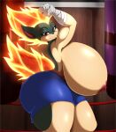  anthro areola big_breasts breasts clothing digital_media_(artwork) eyebrows female hi_res huge_breasts hyper hyper_breasts looking_at_viewer nintendo nipples pok&eacute;mon pok&eacute;mon_(species) smile solo suirano typhlosion video_games 