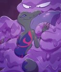  ambiguous_gender duo elcnusmedy female female/ambiguous goo_creature hand_holding hi_res huge_tongue interspecies muk nintendo pok&eacute;mon pok&eacute;mon_(species) purple_body purple_eyes salazzle simple_background video_games 