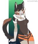  anthro anthrofied clothed clothing domestic_cat ear_piercing ear_ring felid feline felis female hi_res ko-fi looking_at_viewer mafty_(artist) mammal piercing simple_background solo spottedleaf_(warriors) warriors_(cats) 