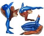  absurd_res animal_genitalia animal_penis anthro bodily_fluids canid canine canine_penis contortionism cxcxxcxxxx erection flexible fox fur genitals green_eyes hi_res knot latex_pants male mammal orange_body orange_fur penis solo sweat 