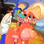  activision alexaxes anthro beach big_breasts blue_body blue_fur bodily_fluids breasts coco_bandicoot crash_bandicoot_(series) cum dominant dominant_male female fur genital_fluids genitals hi_res looking_pleasured male male/female nipples penis ripper_roo seaside tongue tongue_out video_games 