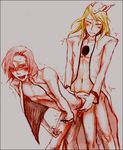  2boys anal arrancar bent_over bleach blonde_hair blush brothers closed_eyes cum doggystyle ejaculation espada eyes_closed glasses incest long_hair male male_focus masturbation multiple_boys penis pink_hair sex siblings skull szayel_aporro_grantz szayelaporro_granz tremble trembling yaoi yylfordt_granz 