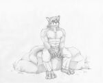  2021 abs alexander_fusky_(character) anthro beowoof body_hair bottomwear canid canine chest_hair clothed clothing facial_markings feet fox gloves_(marking) hair head_markings male mammal markings muscular muscular_male nipples pants pecs plant red_fox rock smile solo teeth topless traditional_media_(artwork) 