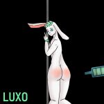  absurd_res animal_humanoid anthro arms_tied bdsm big_ears blush bound butt ears_down girly hi_res humanoid lagomorph lagomorph_humanoid leporid leporid_humanoid luxoh male male/male mammal mammal_humanoid mint_(disambiguation) pivoted_ears rabbit rabbit_humanoid solo spanking 