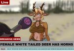  annoyed anthro breaking_news capreoline cervid destruteka duo female hi_res horn male mammal meme microphone reporter runes silvia_tenebrous_forest_(destruteka) snow white-tailed_deer 