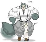  abs anthro balls beastars biceps big_balls big_muscles big_penis blush bulge canid canine canis clothed clothing duo female fur genitals haru_(beastars) huge_balls huge_muscles hyper hyper_genitalia hyper_muscles lagomorph legoshi_(beastars) leporid male male/female mammal muscular muscular_anthro muscular_male pecs penis rabbit simple_background size_difference vmarkyvolk white_body white_fur wolf 