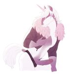  anthro clothed clothing equid equine erection genitals hair horn humanoid_genitalia humanoid_penis jacket leaning looking_at_viewer male mammal monochrome navel nipples partially_clothed penis pink_eyes salvation simple_background smile solo tagme tail_wraps topwear underwear underwear_down unicorn white_background wraps 