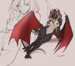  absurd_res anthro breasts claws dragon female hair hi_res horn looking_at_viewer nipples nude qrichy smile solo wings 