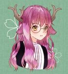  1girl animal_ears antlers blush deer_ears deer_girl glasses indie_virtual_youtuber khaurusami long_hair looking_at_viewer looking_to_the_side pale_skin purple_hair rusami_khau solo virtual_youtuber yellow_eyes 