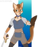  absolute_territory anthro clothed clothing collar domestic_cat felid feline felis firestar_(warriors) hi_res ko-fi mafty_(artist) male mammal melee_weapon simple_background solo sword warriors_(cats) weapon 