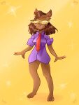  animars anthro belkin brown_body brown_fur brown_hair clothing crossgender domestic_cat eyewear felid feline felis female fur glasses hair hi_res long_hair mammal necktie paps shirt smile solo topwear 