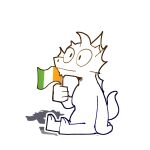  2021 anthro bone_frill cute_expression digital_media_(artwork) dragon frill_(anatomy) gold_dragon hi_res irish_flag male mangoyena patrick_(lunchmeat) simple_background sitting smile solo 