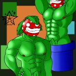  abs anthro digital_drawing_(artwork) digital_media_(artwork) duo elemental_creature fafnir_stardust_(artist) flora_fauna food food_creature green_body humanoid living_vegetable male mario_bros monster muscular muscular_anthro muscular_male nintendo not_furry nude pecs piranha_plant plant vegetable video_games 