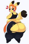  anthro belly big_breasts big_butt bottomwear breast_squish breasts brown_eyes bubble_butt butt cleft_tail clothed clothing cosplay_pikachu_(character) cosplay_pikachu_(costume) crossed_arms cytrusawa exposed_breasts exposed_butt eyelashes female fur hi_res huge_butt looking_at_viewer looking_back mammal mask nintendo open_mouth pants pikachu pikachu_libre pok&eacute;mon pok&eacute;mon_(species) shirt short_stack simple_background slightly_chubby solo squish standing surprise surprised_expression teeth thick_thighs topwear torn_bottomwear torn_clothing torn_pants video_games white_background wide_hips yellow_body yellow_fur 