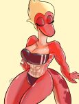  2022 abs absurd_res amphibia_(series) amphibian anthro blonde_hair breasts cleavage clothed clothing disney eyes_closed female general_yunan gris_swimsuit hair hi_res markings meme meme_clothing newt one-piece_swimsuit red_body red_skin salamander_(amphibian) sitting solo spots spotted_markings spotted_tail swimwear tail_markings thedarkzircon translucent translucent_clothing translucent_swimwear 
