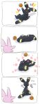  ambiguous_gender ball blush caught colored comic duo eeveelution embarrassed espeon feral glowing glowing_markings hi_res japanese_text lying markings netchy_boo nintendo playing pok&eacute;mon pok&eacute;mon_(species) simple_background sitting text umbreon video_games 