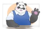  2022 anthro black_body black_nose blush clothing eyes_closed eyewear giant_panda glasses humanoid_hands inunoshippo kemono male mammal overweight overweight_male sasayama_akira shirt solo sweater sweater_vest topwear ursid vest virtual_youtuber white_body 