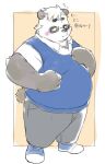  2022 anthro belly black_body black_nose blush bottomwear clothing giant_panda humanoid_hands inunoshippo kemono male mammal overweight overweight_male pants sasayama_akira shirt solo topwear ursid virtual_youtuber white_body 