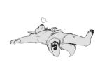  anthro biped canid canine clothing digital_drawing_(artwork) digital_media_(artwork) fur lying male mammal monochrome o_reowoof on_back simple_background sketch solo underwear 