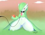  &lt;3 &lt;3_eyes absurd_res anthro bdsm collar female gardevoir grass hi_res kneeling leash lineless mega_stone nintendo plant pok&eacute;ball pok&eacute;mon pok&eacute;mon_(species) solo tfwnocatgirlgf video_games watermark 