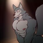  abs anthro beastars croiyan legoshi_(beastars) looking_at_viewer male muscular muscular_male nipples nude pecs solo 