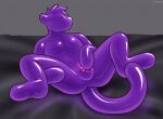  anthro butt dronesuit faceless felid feline hacony leopard living_latex lock_bulge lying male mammal nude null_bulge on_back pantherine purple_body solo 