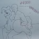  absurd_res ahegao anon anus bestiality blush bodily_fluids female female_penetrated feral fisting friendship_is_magic hasbro hi_res human human_on_feral interspecies looking_pleasured male male/female male_penetrating male_penetrating_female mammal monochrome my_little_pony on_lap penetration perrox pinkie_pie_(mlp) puffy_anus sweat tongue tongue_out vaginal vaginal_fisting 