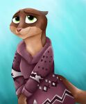  2016 anthro clothed clothing crossed_arms disney female green_eyes hi_res looking_at_viewer lutrine mammal marcushunter mrs._otterton mustelid smile solo whiskers zootopia 