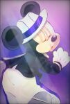  anthro black_body black_nose clothing disney eyes_closed fingers gloves handwear hat headgear headwear hi_res kaname_(torikonakarera) lips male mammal mickey_mouse mouse murid murine open_mouth rodent solo tan_body 