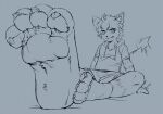  animated anthro barefoot canid canine claws feet foot_fetish foot_focus fox male mammal monochrome pawpads paws qingbai solo stretching toes 