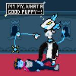  android animal_humanoid animated anthro bodily_fluids breasts cum darkner deltarune dominant dominant_female duo eee333eee ejaculating_cum felid feline female foot_fetish foot_play footjob genital_fluids genitals humanoid kris_(deltarune) machine male male/female mammal penis robot sex submissive submissive_male tasque_manager undertale_(series) video_games whip 