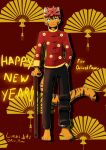  anthro arc_rose asian_clothing cane chinese_clothing chinese_new_year clothing east_asian_clothing felid feline hi_res holidays male mammal new_year pantherine simple_background standing tiger 