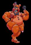  anthro big_breasts blue_eyes bow_tie breasts clothing five_nights_at_freddy&#039;s five_nights_at_freddy&#039;s_2 hat headgear headwear huge_breasts male male/male microphone one_leg_up raised_leg red_cheeks scottgames solo thong top_hat toy_freddy_(fnaf) underwear video_games 