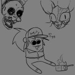  burntrap_(fnaf) female five_nights_at_freddy&#039;s group human humanoid lagomorph leporid male mammal meme monochrome rabbit scottgames sitting text unknown_artist vanessa_(fnaf) vanny_(fnaf) video_games walkie_talkie 